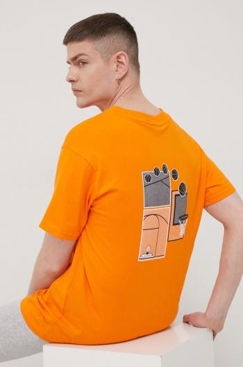 Bavlněné tričko Fila oranžová barva, hladký