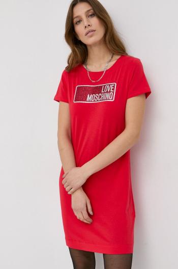 Šaty Love Moschino červená barva, mini, přiléhavá
