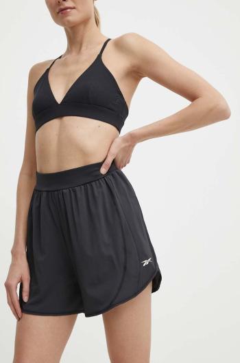 Tréninkové šortky Reebok Lux černá barva, hladké, high waist, 100075360