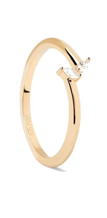 PDPAOLA Jemný pozlacený prsten se zirkony EVA Gold AN01-876 50 mm