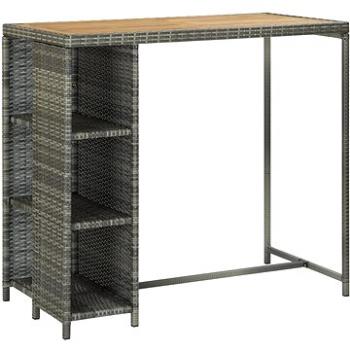 Barový stolek s úložným regálem šedý 120x60x110 cm polyratan (313479)