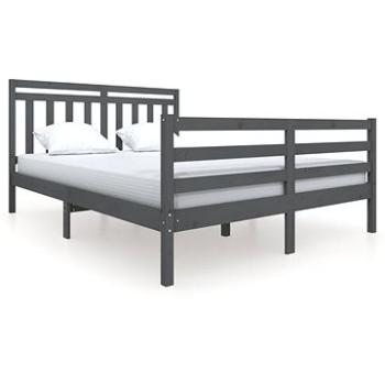 Rám postele šedý masivní dřevo 150 × 200 cm King Size, 3100661 (3100661)