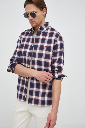 Bavlněné tričko Tommy Hilfiger tmavomodrá barva, slim, s límečkem button-down