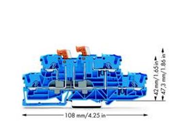 Dvojitá oddělovací svorka WAGO 2002-2959, osazení: N, N, pružinová svorka, 5.20 mm, modrá, 50 ks