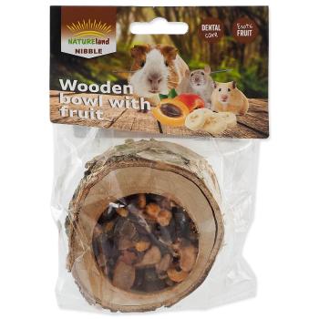 Miska NATURE LAND Nibble plněná ovocem dřevěná 120 g