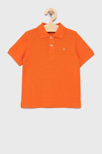 Dětská bavlněná polokošile United Colors of Benetton oranžová barva, hladký