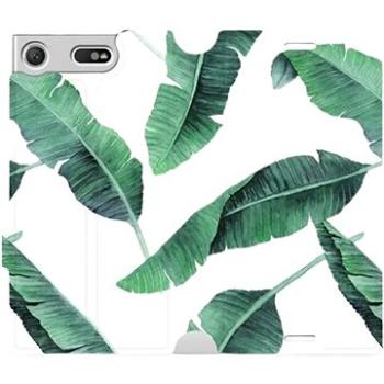 Flipové pouzdro na mobil Sony Xperia XZ1 Compact - MG06P Zelené listy na bílém pozadí (5903226338030)