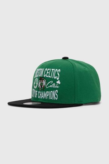 Kšiltovka Mitchell&Ness NBA BOSTON CELTICS zelená barva, s aplikací