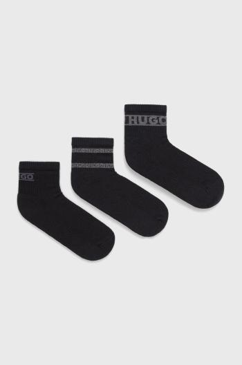 Ponožky HUGO (3-pak) pánské, černá barva