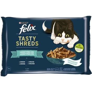 Felix Tasty Shreds s hovězím, kuřetem, lososem, tuňákem ve šťávě 12 x 80 g (7613038645704)