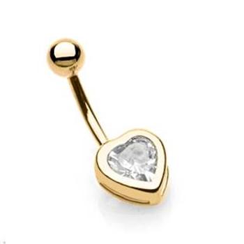 Šperky4U Pozlacený piercing do pupíku - srdíčko - WP01069