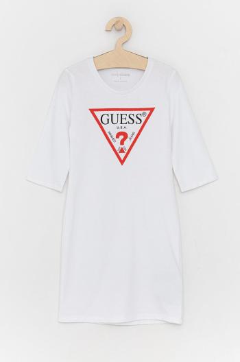 Dětské bavlněné šaty Guess bílá barva, mini, jednoduché