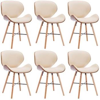 Jídelní židle 6 ks krémové umělá kůže a ohýbané dřevo (279500)