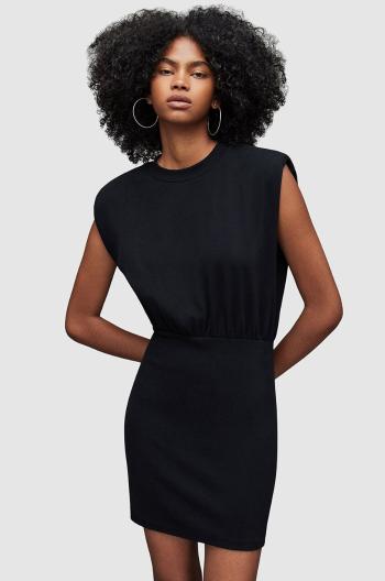Bavlněné šaty AllSaints černá barva, mini, oversize