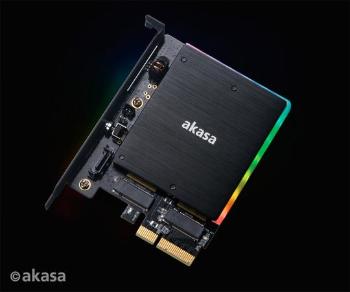 AKASA adaptér M.2 do PCIex s chladičem RGB, AK-PCCM2P-03