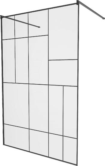 MEXEN/S KIOTO samostatně stojící sprchová zástěna 120 x 200 cm, transparent/černá vzor 8 mm, černá 800-120-002-70-78