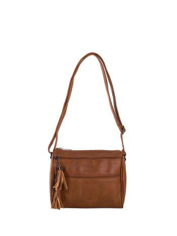 HNĚDÁ CROSSBODY KABELKA S TŘÁSNĚMI -OW-TR-2032-BROWN Velikost: ONE SIZE