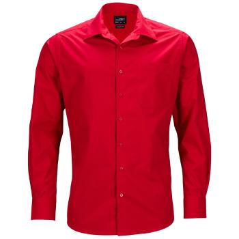James & Nicholson Pánská košile s dlouhým rukávem JN642 - Červená | M