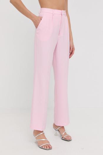 Kalhoty Bardot dámské, růžová barva, jednoduché, high waist