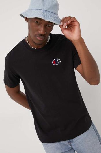 Bavlněné tričko Champion 217069 černá barva, s aplikací