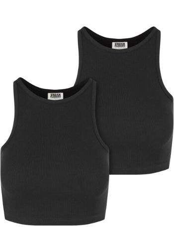 Urban Classics Ladies Organic Cropped Rib Top 2-Pack black/black - XS