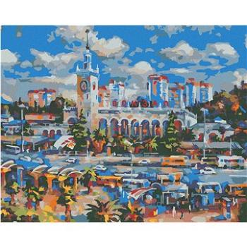 Diamondi - Diamantové malování - VLAKOVÉ NÁDRAŽÍ V SOCHI, 40x50 cm, bez rámu a bez vypnutí plátna (606842A)