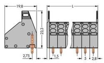 Pružinová svorkovnice WAGO 806-208, 1.50 mm², Pólů 8, šedá, 100 ks