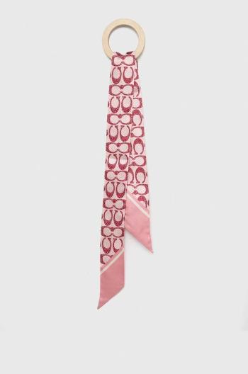 Hedvábný kapesníček Coach růžová barva, vzorovaný