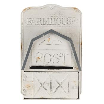 Bílo šedá retro poštovní schránka Farmhouse - 26*12*39 cm 6Y4246