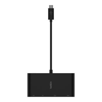 Belkin USB-C multimediální adaptér (HDMI, VGA, USB-A, GBE), černý, AVC005BTBK