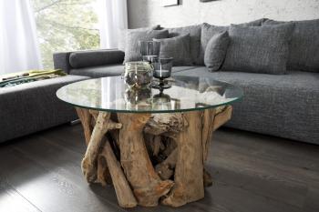 Konferenční stolek MIN podnož Dekorhome Teakové dřevo