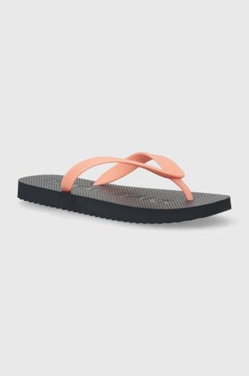 Žabky Tommy Jeans TJW LOGO FLIP FLOP dámské, oranžová barva, na plochém podpatku, EN0EN02447