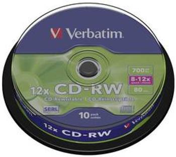 CD-RW 700 MB Verbatim 43480 10 ks vřeteno přepisovatelné