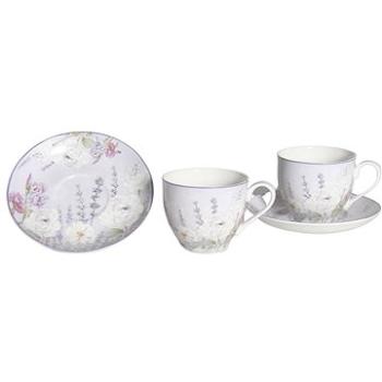 Home Elements Sada dvou porcelánových šálků 270 ml s podšálky, Levandule (LAVENDER0082)