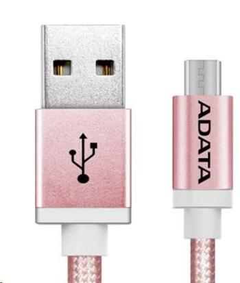 ADATA Micro USB kabel - USB A 2.0, 100cm, růžový