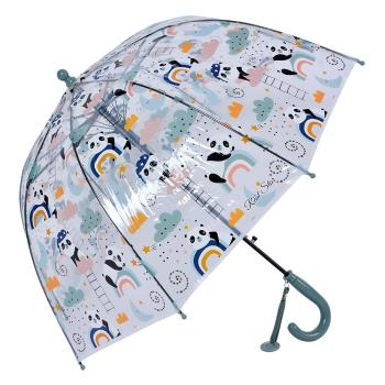Průhledný deštník pro děti s modrým držadlem a pandami - Ø 50 cm JZCUM0006BL