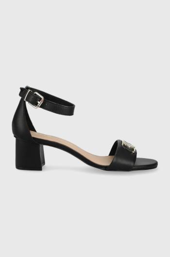 Kožené sandály Tommy Hilfiger dámské, černá barva, na podpatku