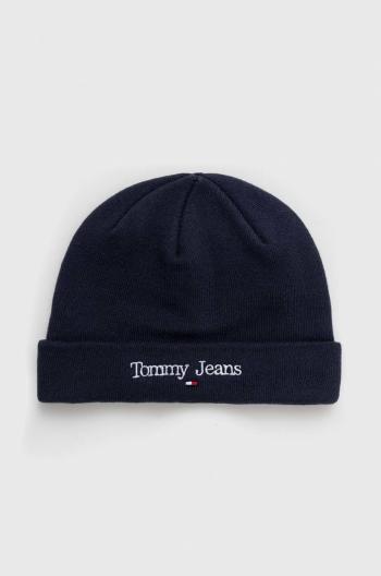 Čepice Tommy Jeans tmavomodrá barva, z husté pleteniny