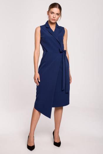 Tmavě modré asymetrické šaty S275