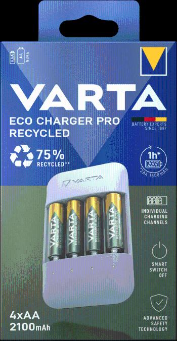 Varta nabíječka baterií Eco Charger Pro Recycled včetně 4 AA 2100 mAh Recycled (57683101121)