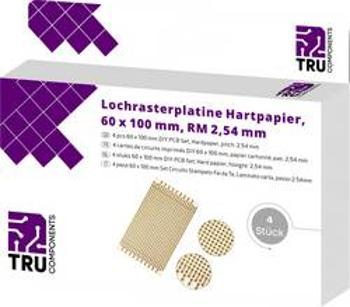 Eurodeska tvrzený papír TRU COMPONENTS T1906SA037, (d x š) 100 mm x 60 mm, tloušťka 35 µm, RM 2.54 mm, 4 ks