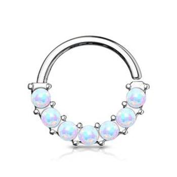 Šperky4U Piercing kruh s opály, 1,0 x 10 mm - K01053-WH