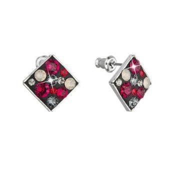 Náušnice bižuterie se Swarovski krystaly červené kosočtverec 51032.3, light, grey, opal,silver, night,light, siam,ruby,black, diamond