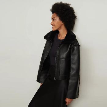 Černá oboustranná bunda z umělé kožešiny – M