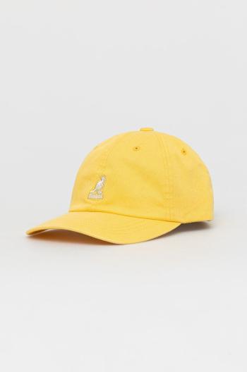 Čepice Kangol žlutá barva, s aplikací