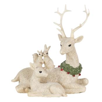 Vánoční dekorativní soška jelena s laní a veverkami - 16*9*18  cm 6PR4655