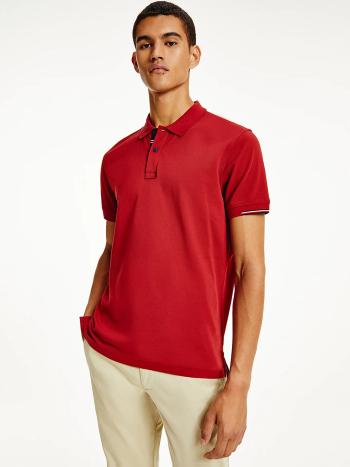 Tommy Hilfiger pánské tmavě červené polo tričko