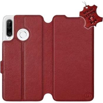 Flip pouzdro na mobil Huawei P30 Lite - Tmavě červené - kožené -   Dark Red Leather (5903226897834)