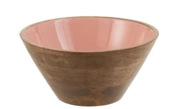 Dřevěná miska s růžovým vnitřkem Enamell medium - ∅ 24*11,5cm 1639