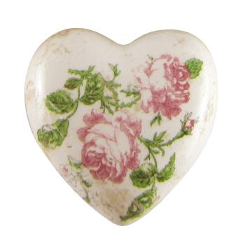 Keramické dekorační srdce s růžemi Rossia M - 8*8*4 cm 6CE1542M